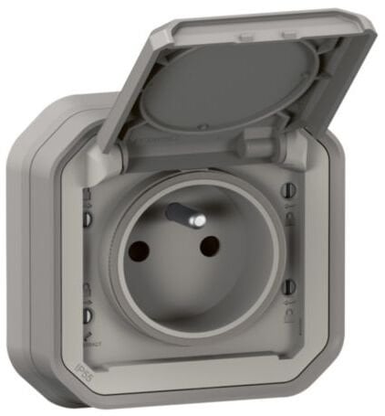 NOWE PLEXO 55 Gniazdo 2P+Z zaciski auto komplet podtynkowy 16A - 250V AC szare 069831L