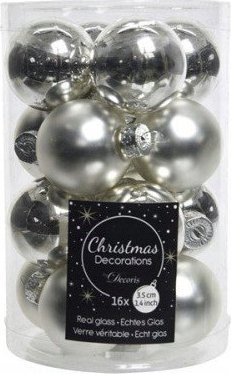 Kaemingk Bombki choinkowe srebrne zestaw 16 szt.