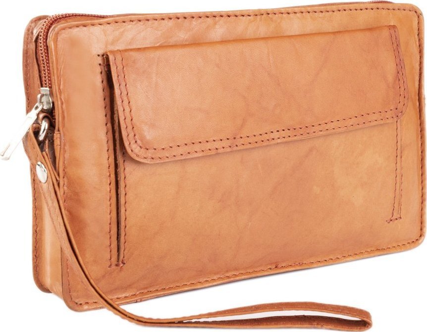 Skórzana saszetka męska z paskiem na nadgarstek