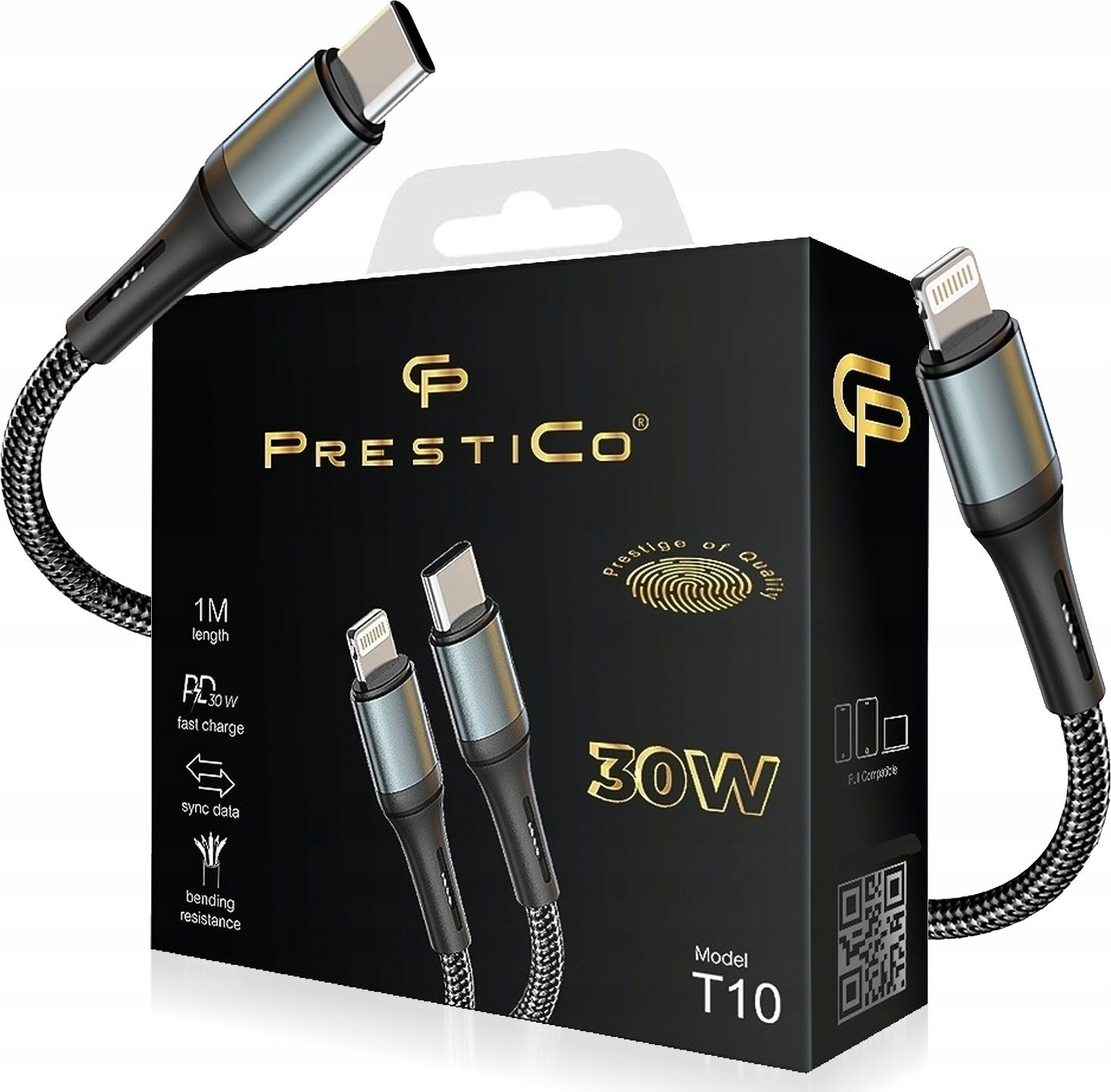 Kabel USB Prestico Kabel USB typ C - Apple Lightning Prestico 1 m czarny