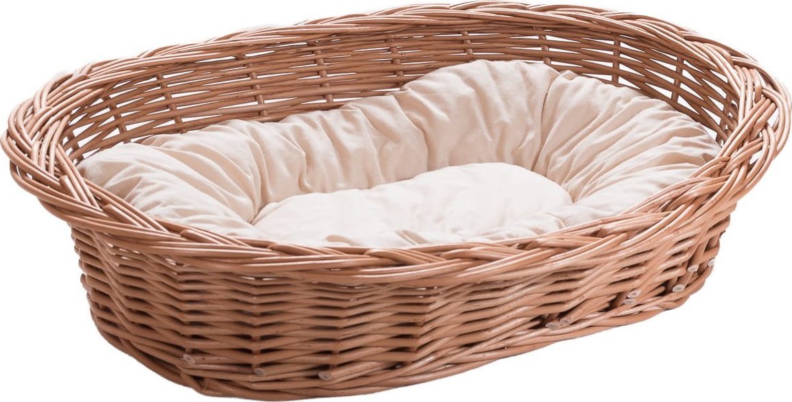 Wiklinowy Świat Leżak wiklinowy dla psa kota i innych zwierząt kosz z poduszką