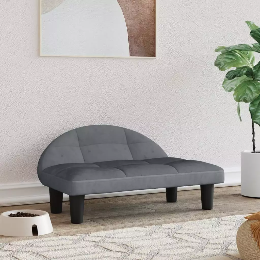 vidaXL Legowisko dla psa, ciemnoszare, 70x52x30 cm, aksamit