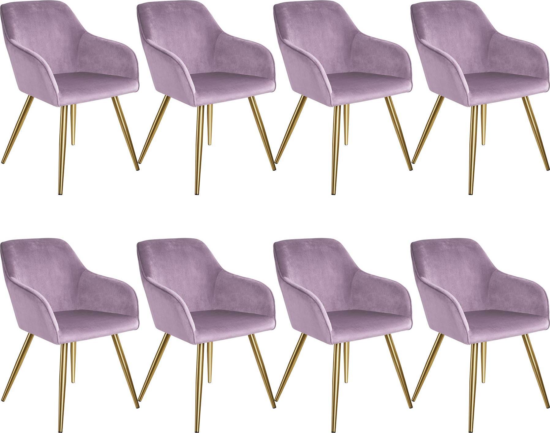 Tectake 8x krzesło Marilyn, aksamit złoty - liliowy/złoty