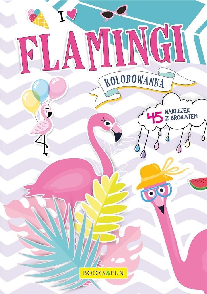 Kolorowanka. Flamingi z naklejkami