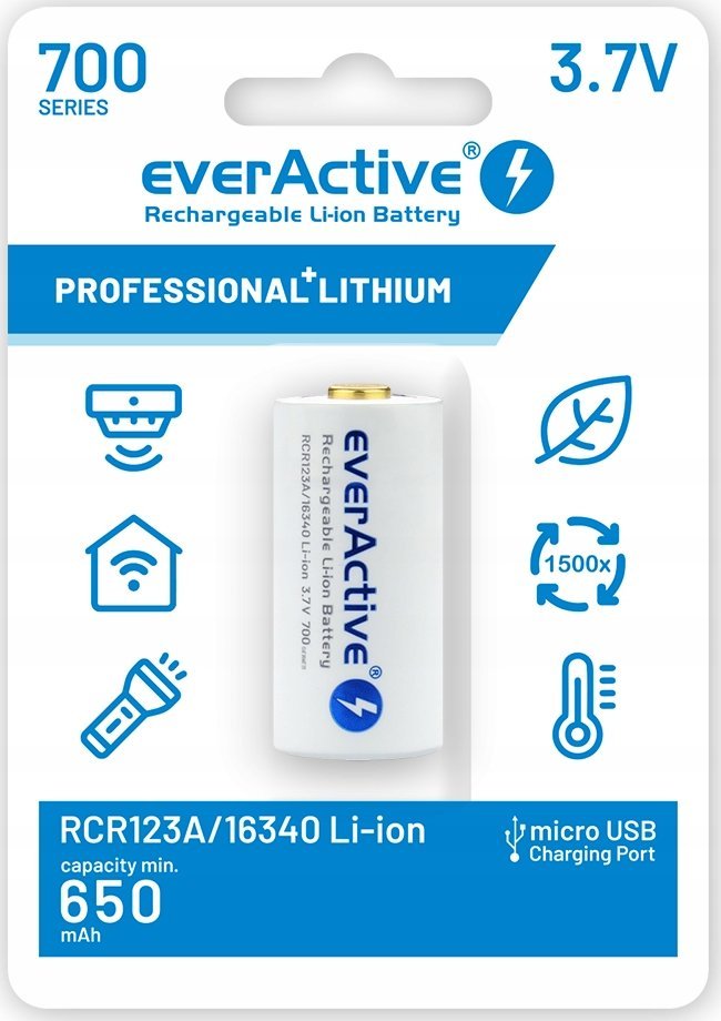 EverActive Akumulator 16340 3,7V Li-ion 700 mAh micro USB