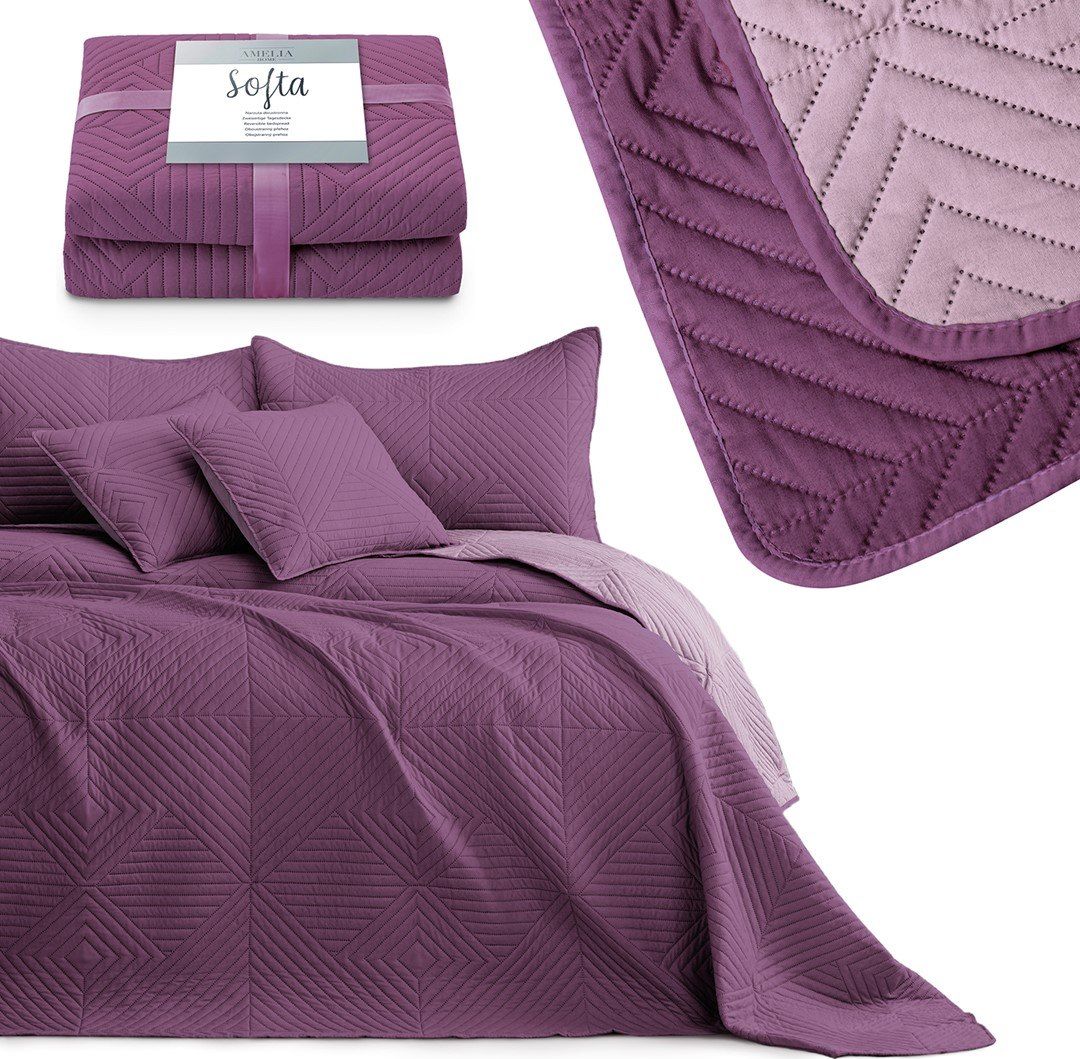 AmeliaHome BEDS/AH/SOFTA/PALEBERRY+MAUVE/170x210