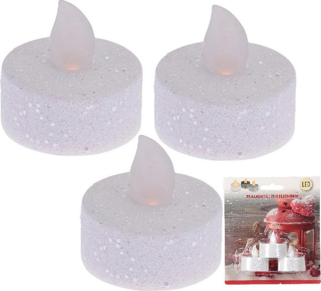 Eko-Light ZESTAW 3 ŚWIECZEK TEA LIGHT LED Z BROKATEM