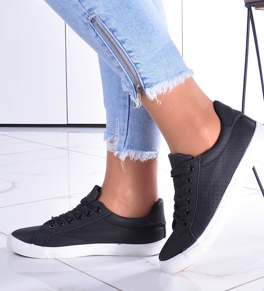 Pantofelek24 Wiązane damskie ażurowe trampki /G6-2 12314 S197/ 38