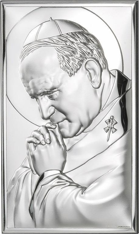 Valenti Srebrny obrazek z wizerunkiem Św. Jan Paweł II 6.5x11 cm Uniwersalny