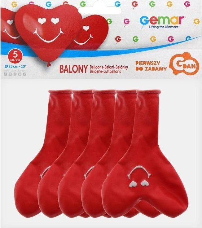 Balony premium uśmiechnięte serca 5szt