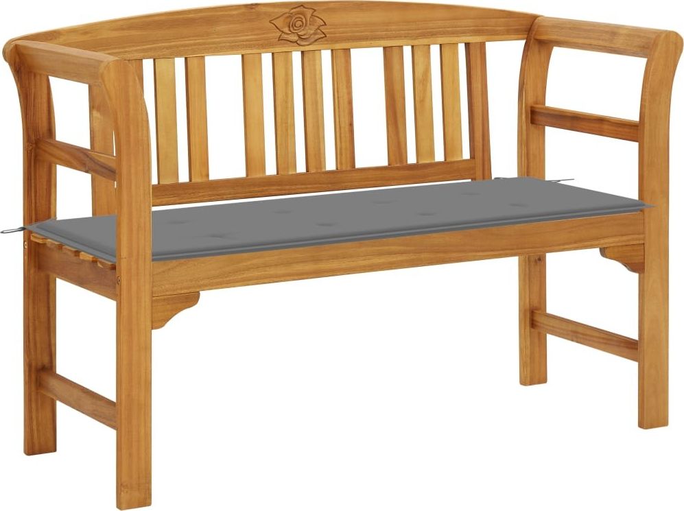 vidaXL Ławka ogrodowa z poduszką, 120 cm, lite drewno akacjowe
