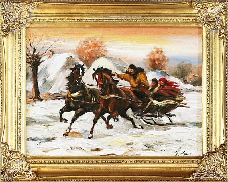 GO-BI Obraz Polowania ręcznie malowany 37x47cm uniwersalny