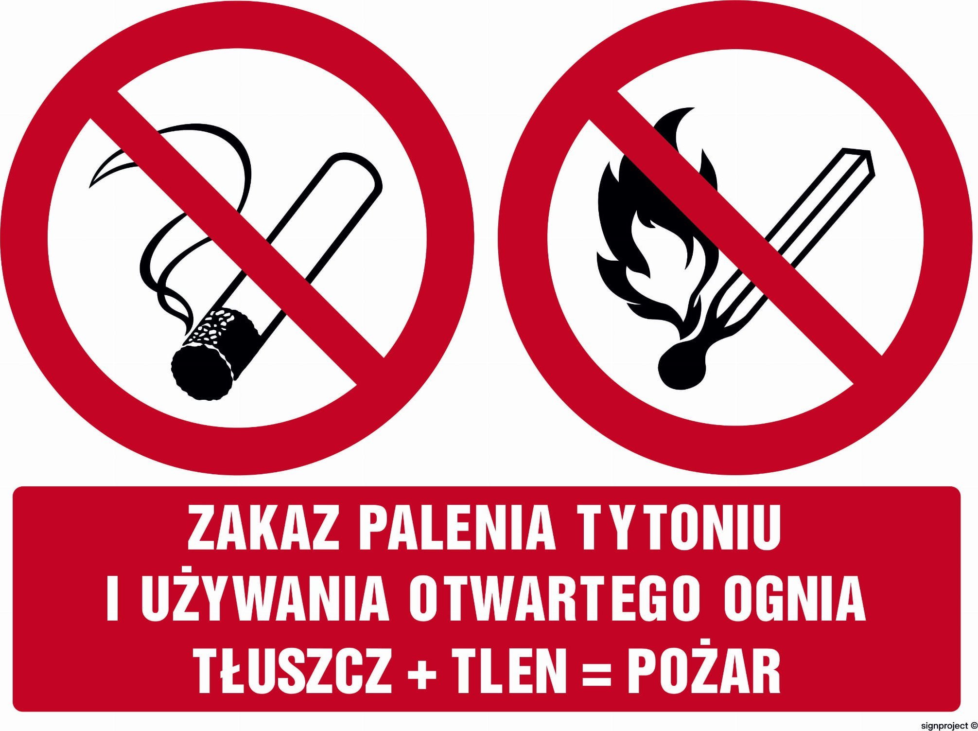 Mój dom Zakaz Palenia Tytoniu I Używania Otwartego Ognia Tłuszcz + Tlen = Pożar 30 X 22,5 Cm, Pn - Płyta 1Mm Libres Polska Sp Gm032_300X225_Pn 5904937