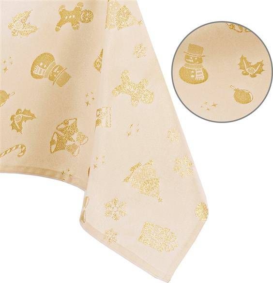 AmeliaHome Obrus Christmas Story złoty 140x220