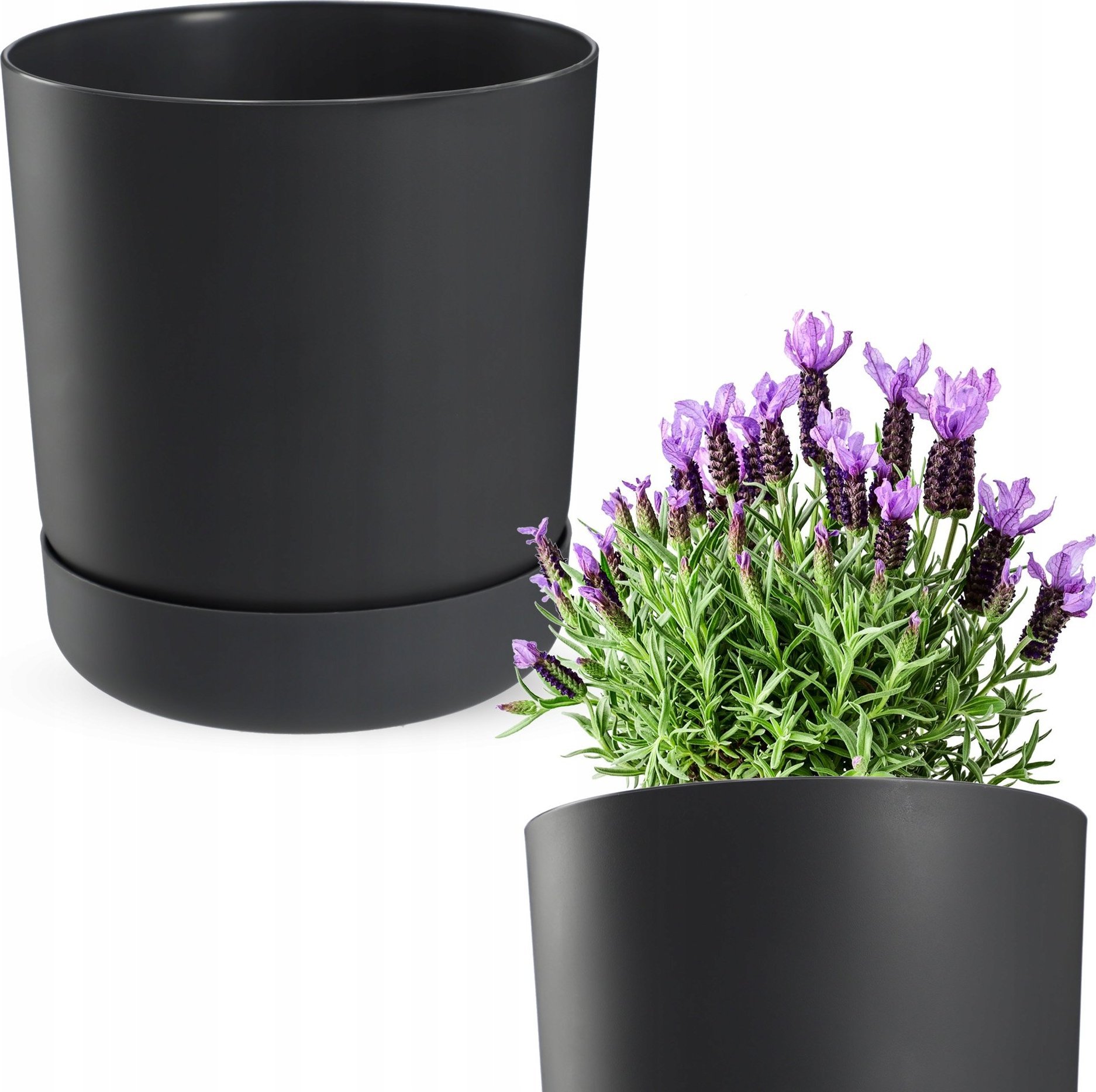 Kadax KADAX Doniczka Osłonka Z Podstawką 25cm Antracyt