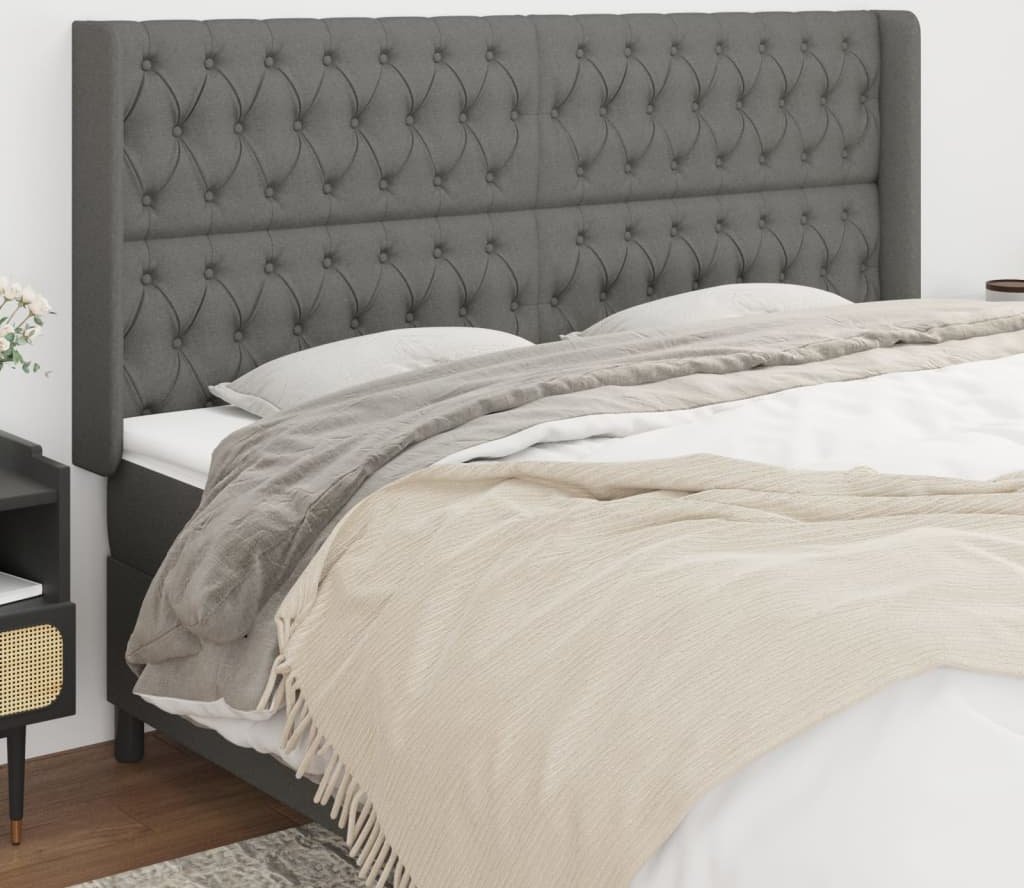 vidaXL vidaXL Zagłówek uszak, ciemnoszary, 183x16x118/128 cm, tkanina