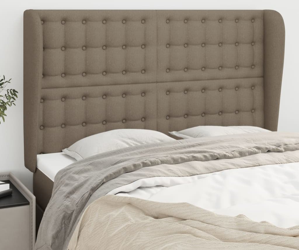 vidaXL vidaXL Zagłówek uszak, taupe, 147x23x118/128 cm, tkanina