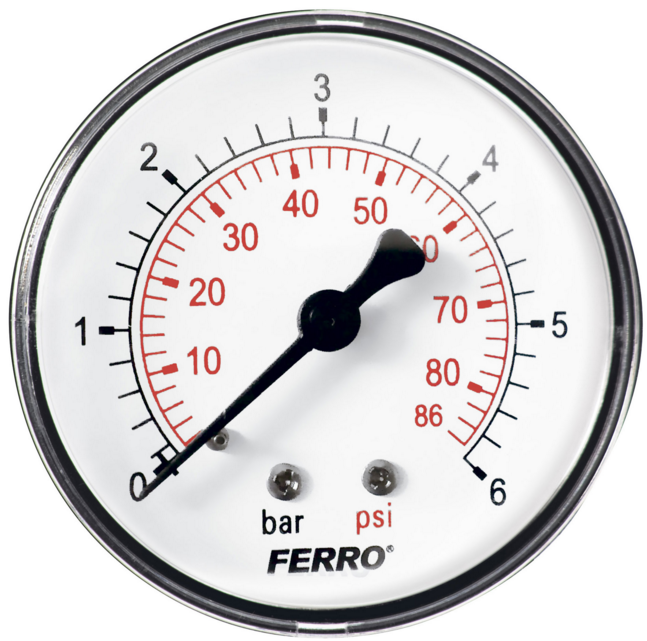 Ferro Manometr 63mm 1/4" 0-6bar axialny tylny - M6306A