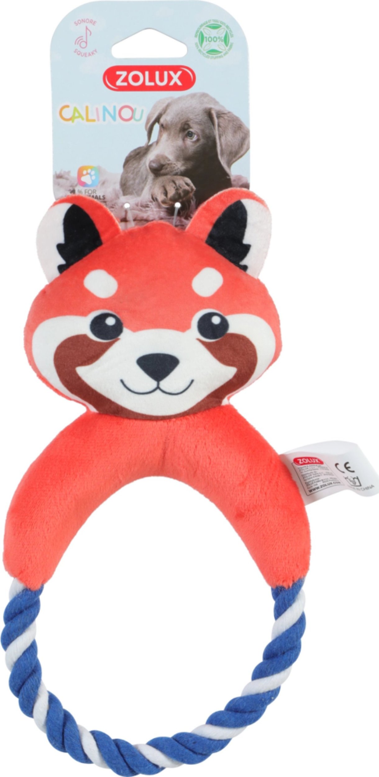 Zolux ZOLUX Zabawka pluszowa dla psa, Panda ze sznurkiem "Calinou" 25,5 cm