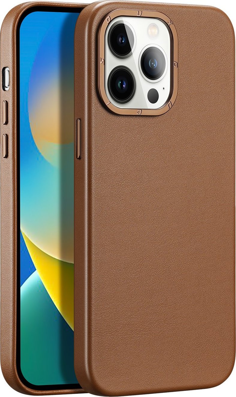 Dux Ducis Grit skórzane etui do iPhone 14 Pro Max elegancki pokrowiec (kompatybilne z MagSafe) brązowy