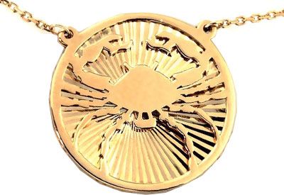 Lovrin ZŁOTY NASZYJNIK 585 DWUSTRONNY RAK ZNAK ZODIAKU