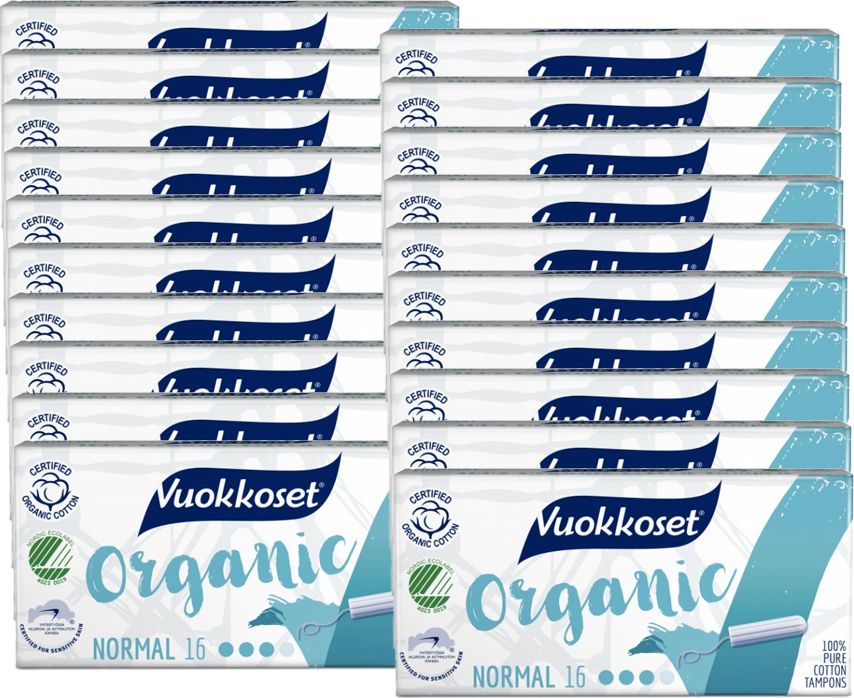 Vuokkoset Vuokkoset, 100% BIO, Tampony Normal, 16 x 20, KARTON