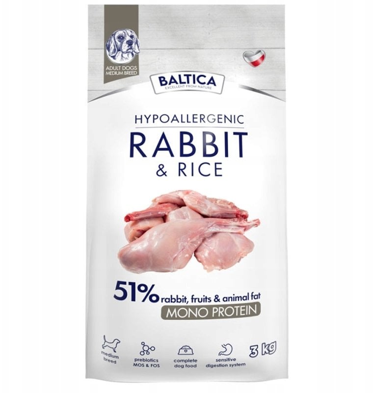 BALTICA NUTRACEUTIC Hypoallergenic Rabbit & Rice M 3kg