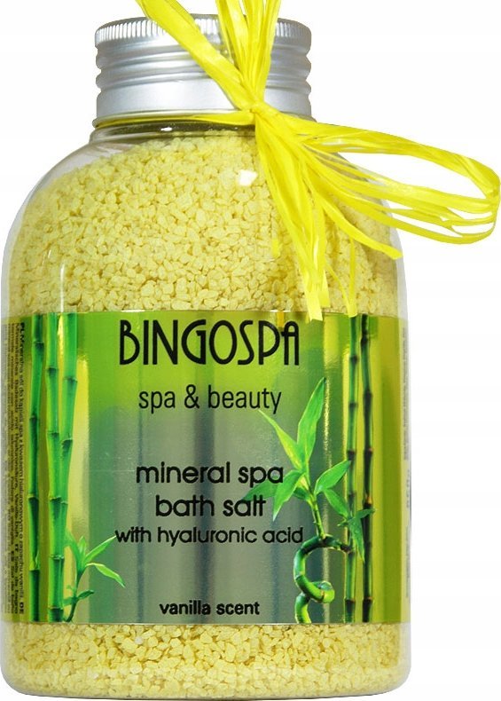 BINGO SPA_Mineralna sól do kąpieli spa z Kwasem Hialuronowym wanilia 650g