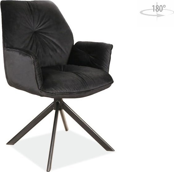 Signal Krzesło BOOGIE II VELVET czarne z podłokietnikami SIGNAL