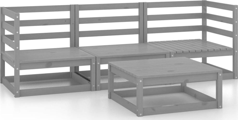 vidaXL 4-cz. zestaw mebli wypoczynkowych do ogrodu, szary, sosnowy