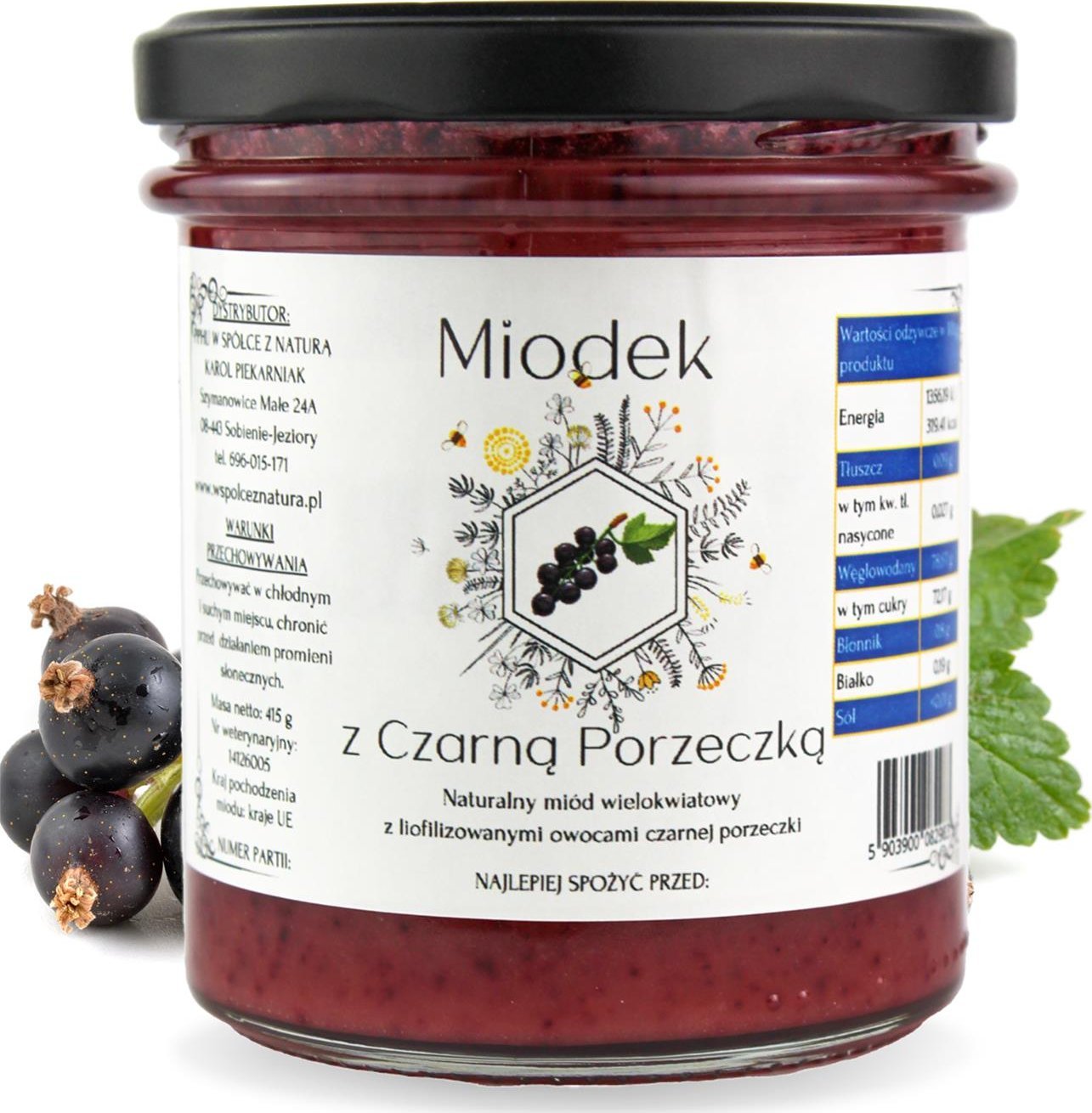 W spółce z naturą Miód z Czarną Porzeczką Miodek 415g