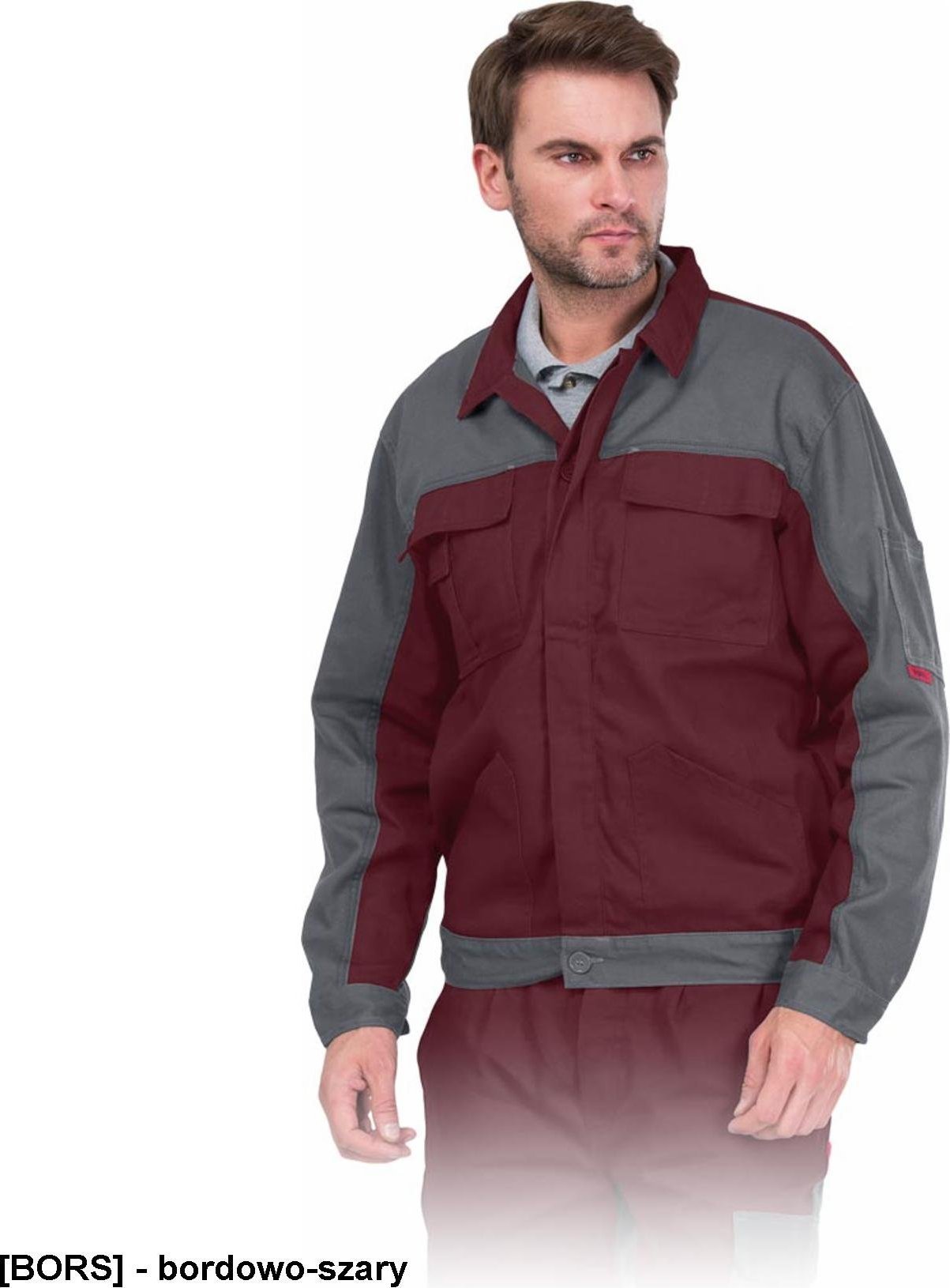 R.E.I.S. BOMULL-J - bluza ochronna 100% BAWEŁNY - 7 klolorów - bordowo-szary 3XL