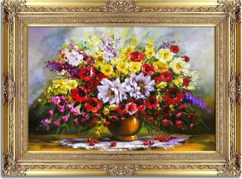 GO-BI Obraz "Bukiety mieszane " ręcznie malowany 90x120cm