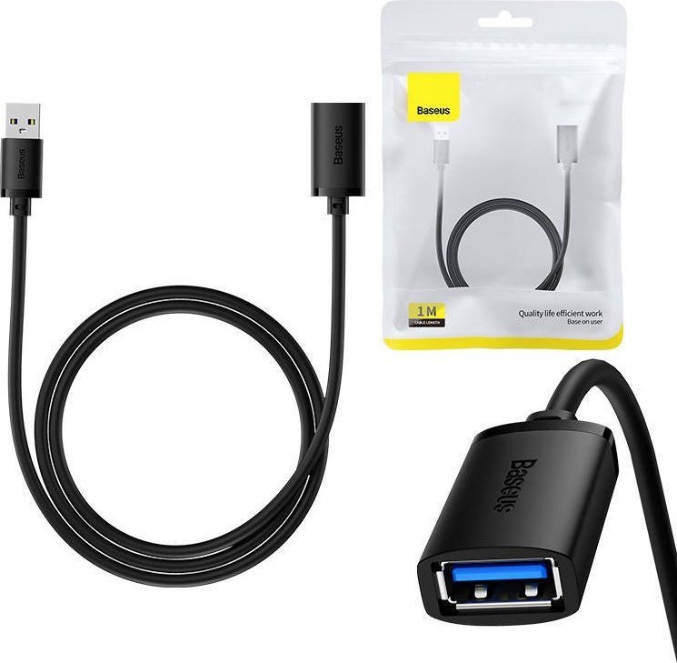 Kabel USB Baseus USB-A - USB-A 1 m Czarny (B00631103111-00)