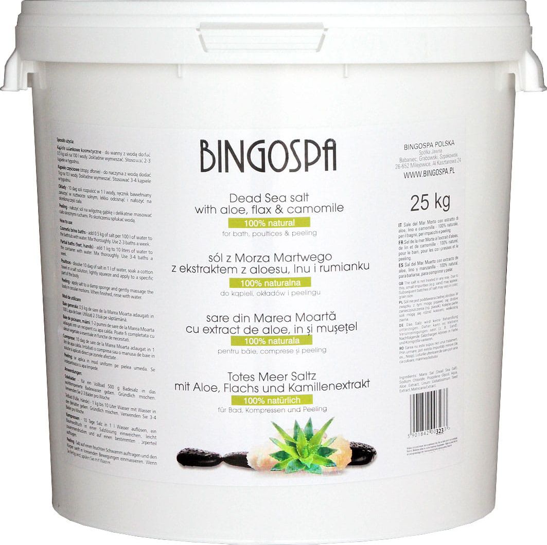 BingoSpa Sól do kąpieli Naturalna z Morza Martwego z ekstraktem z aloesu/lnu i rumianku 25kg