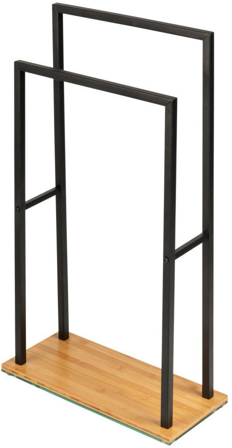 Wieszak łazienkowy na ręczniki BAMBUSA, 2 ramienny, z bambusową podstawą, WENKO