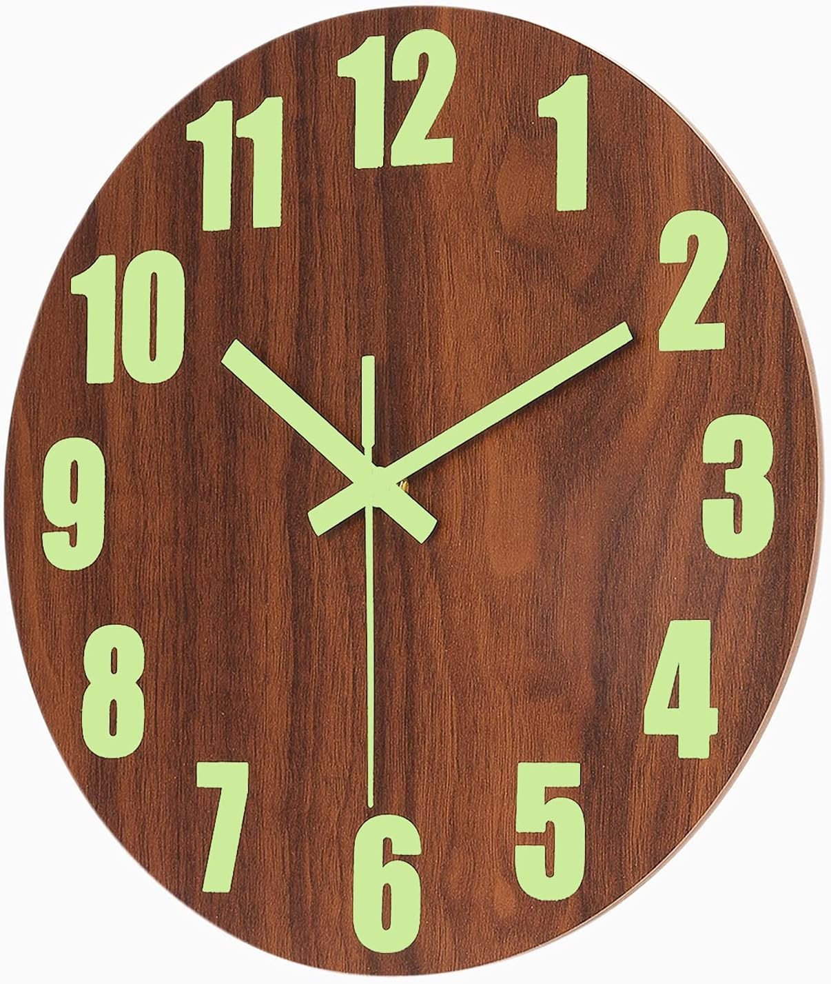 Zegar ścienny drewniany z świecącymi cyframi 30 cm.