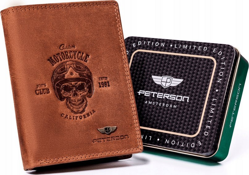 Peterson Portfel męski bez zapięcia z naturalnej skóry nubukowej Peterson NoSize