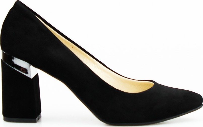 Optimo Czółenka wysokie z lustrzaną wstawką eko zamsz czarne Optimo-41