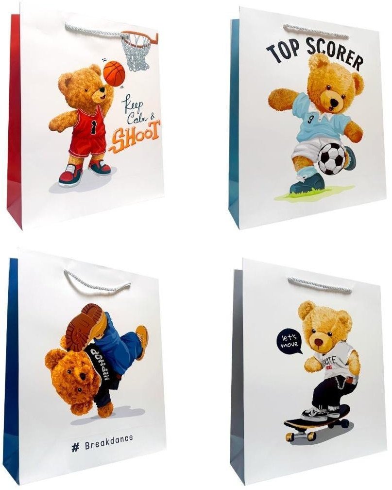 Jupiter Torebka prezentowa dziecięca S Miś sportowiec mix