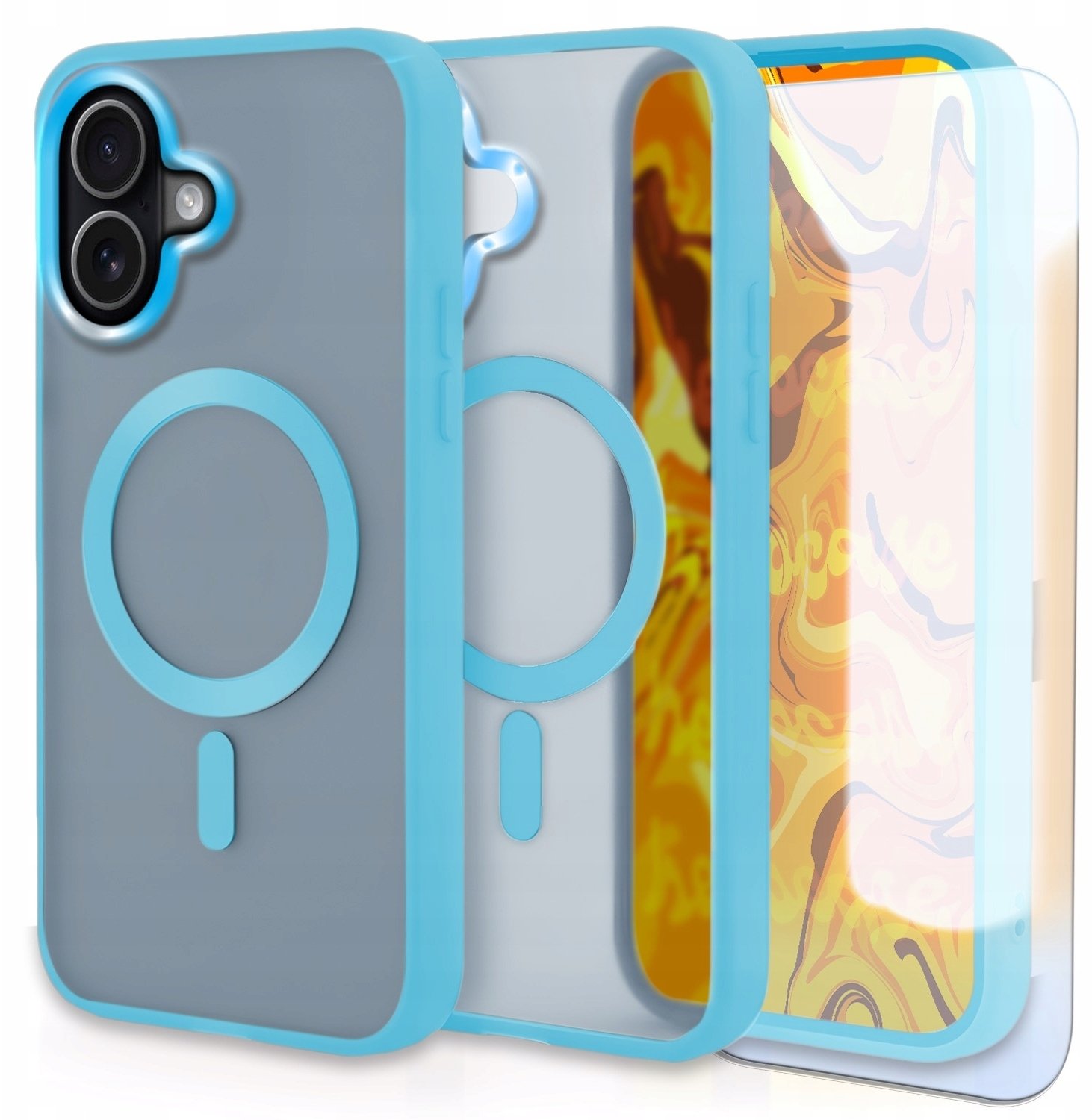 Hello Case Etui Do Magsafe do iPhone 17 (Jasnoniebieski, Pancerne, Matowy) Szkło