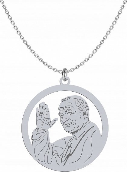 Radziszewska Jewellery Naszyjnik Srebrny Jan Paweł II Prezent 925 Łańcuszek Medalik GRAWER GRATIS