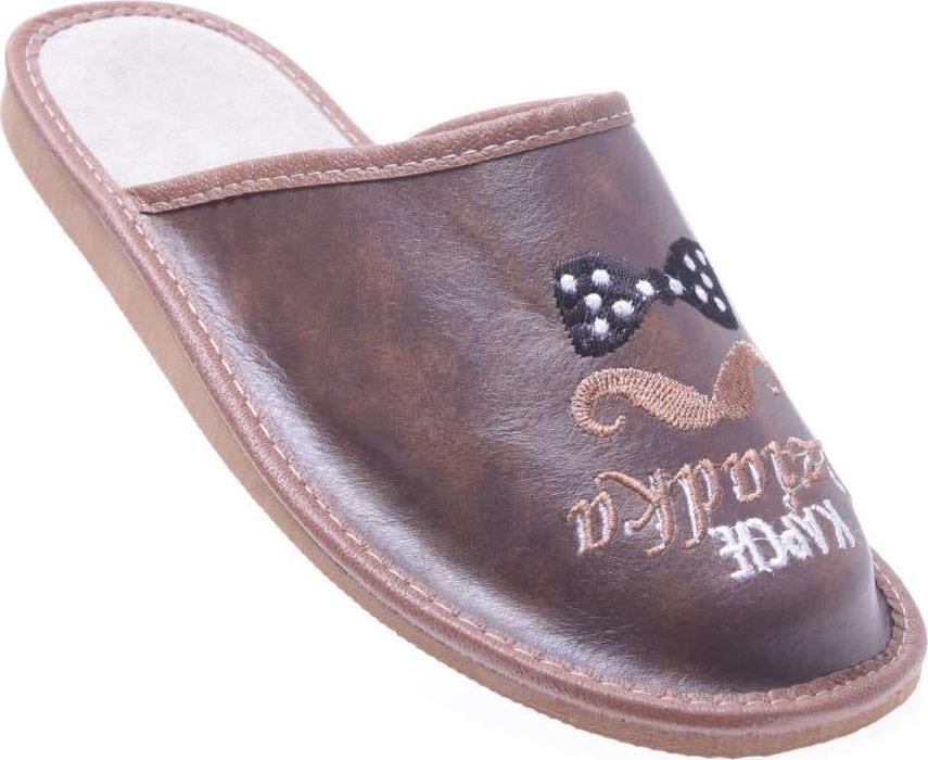 Pantofelek24 Brązowe Kapcie Dziadka -idealne na prezent /G9-1 7375 S196/ 43