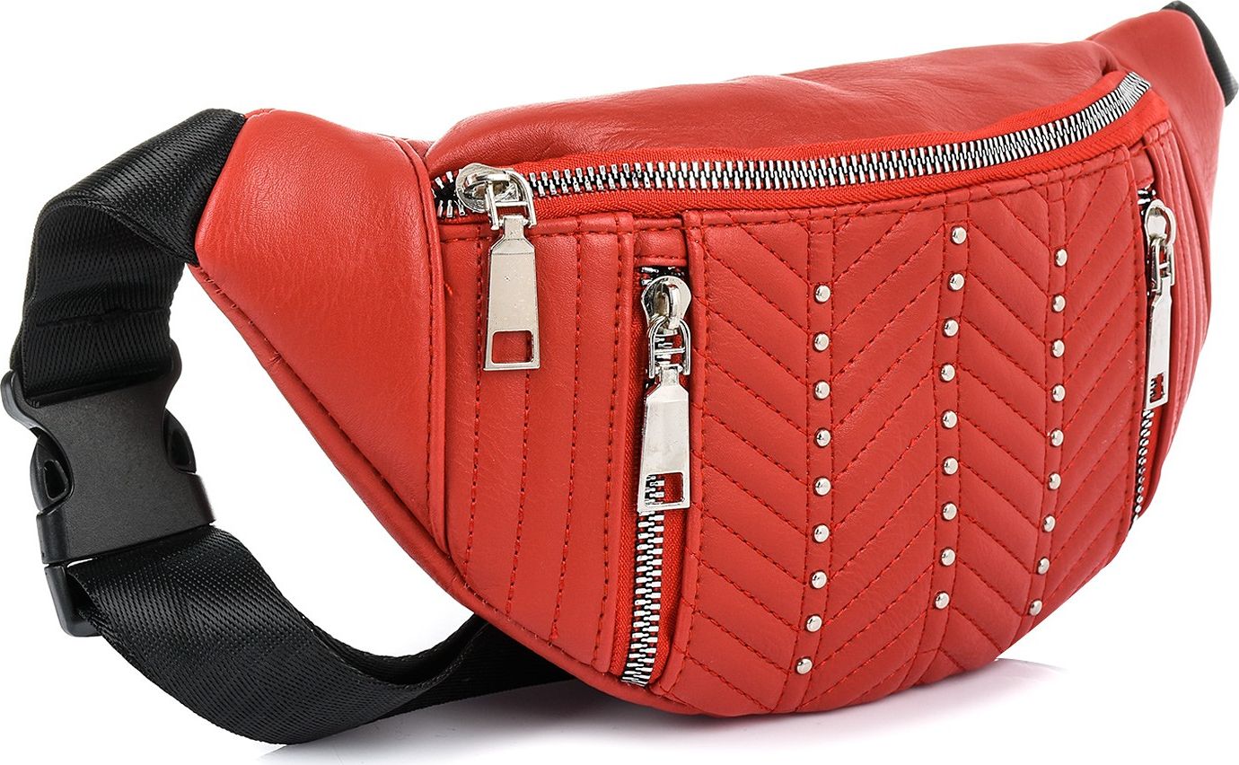 Krateczka Czerwona Nerka saszetka damska biodrówka modna ćwieki duża B23