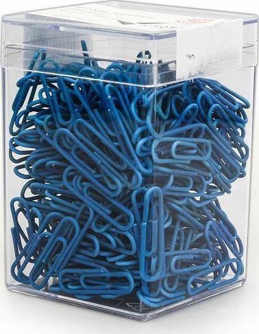 Victory Office Product SPINACZE BIUROWE VICTORY OFFICE 28MM 300 SZT. OKRĄGŁE POWLEKANE NIEBIESKIE POJEMNIK PLASTIKOWY