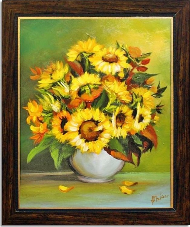 GO-BI Obraz Sloneczniki ręcznie malowany 53x64cm uniwersalny