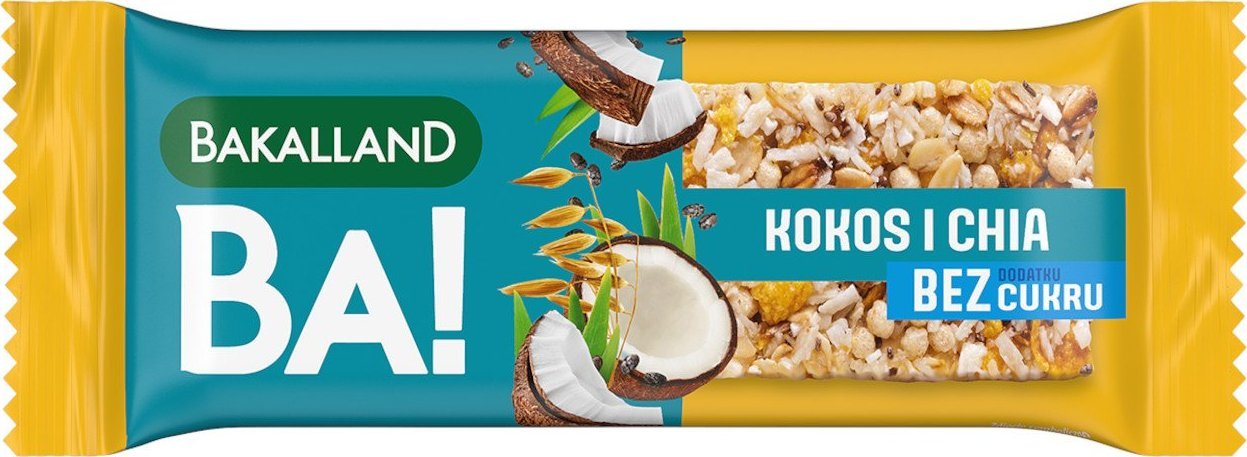 bakalland BA! Baton 5 zbóż Kokos & Chia Bakalland 30g