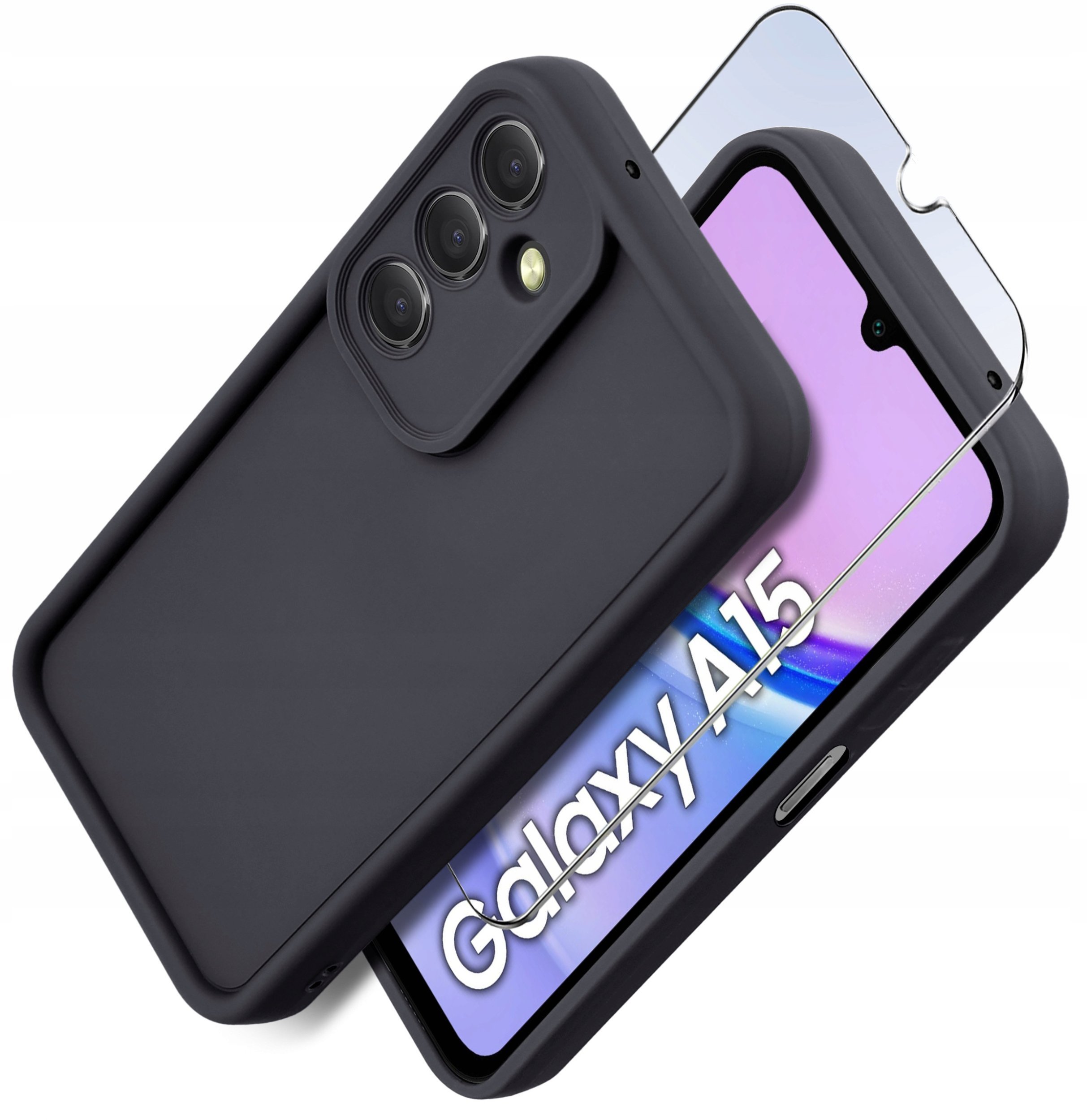 Etui do Samsung A15 5G silikonowe MATOWE + Szkło ochronne na ekran 9H