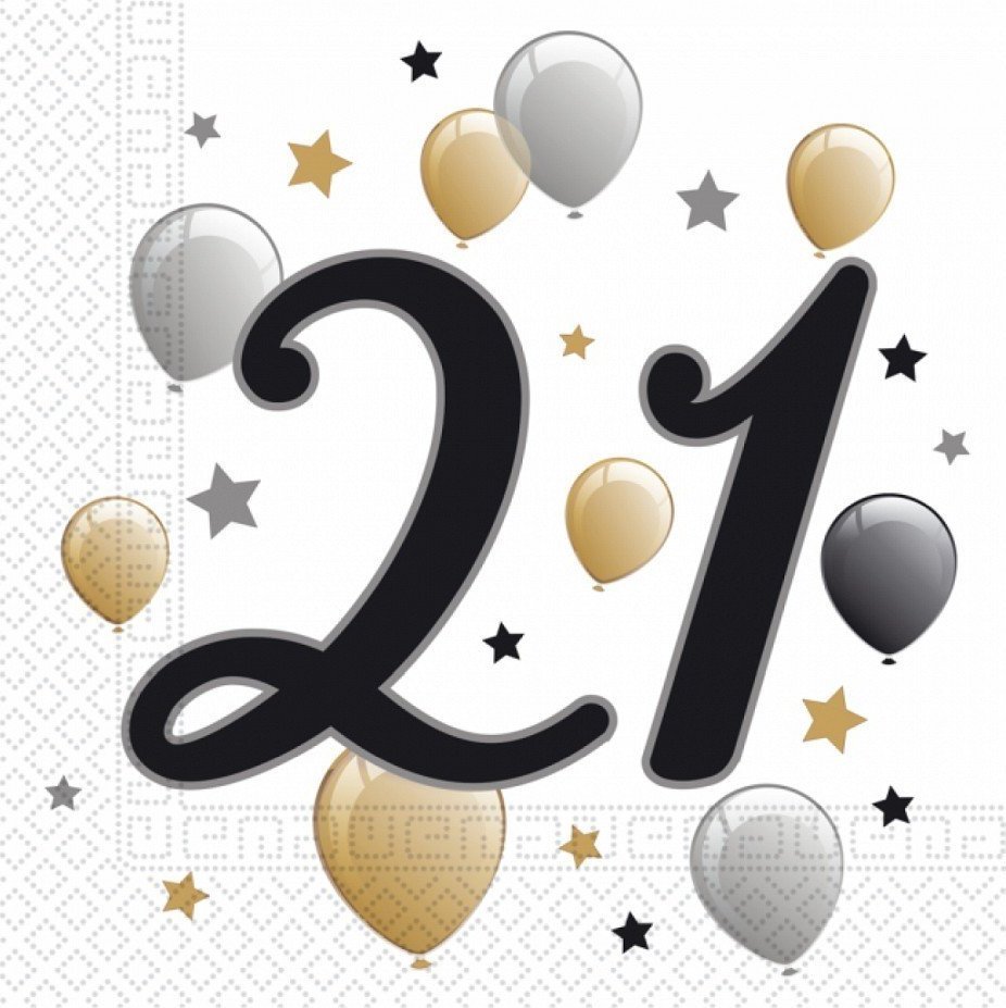 PROCOS Serwetki papierowe 21 urodziny rocznica balony x20