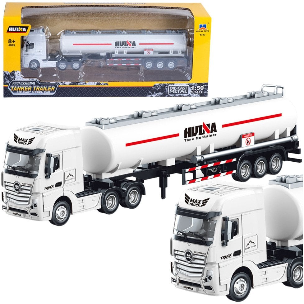 Ciężarówka Cysterna Metalowa Ruchome Elementy Biała 1:50